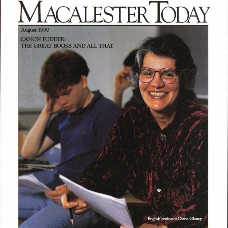 Professor Diane Glancy on the cover of the August 1990 Macalester Today
